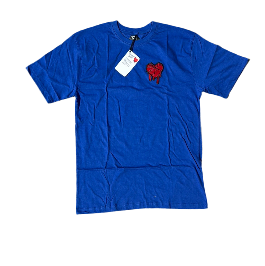BARBED HEART Heavy cotton short & shirt set (Blue)