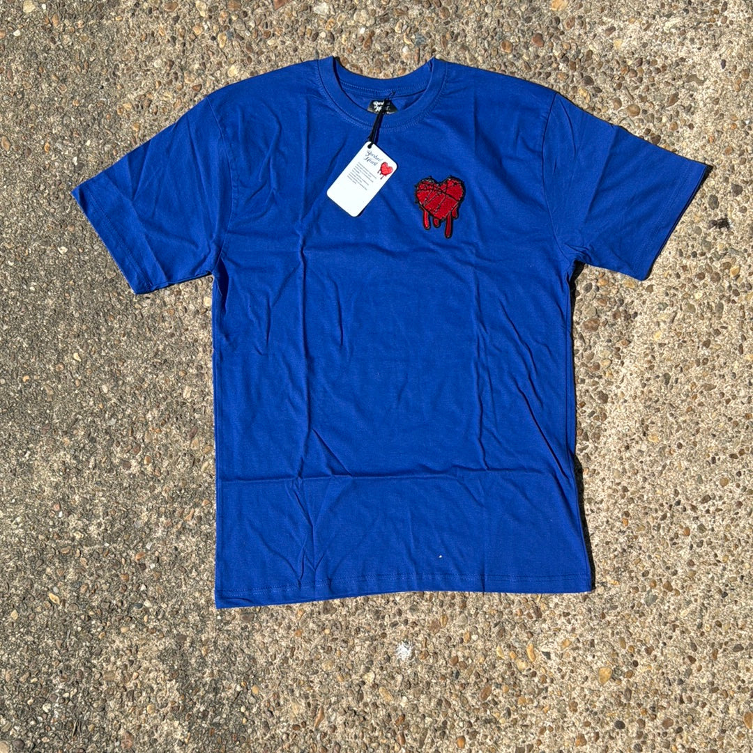 BARBED HEART Heavy cotton short & shirt set (Blue)
